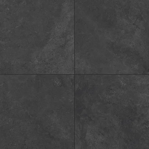 Adeline Midnight 24x24 matte tiles showcasing a deep charcoal tone with a textured finish, perfect for modern interiors.
