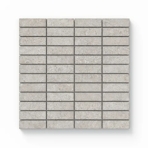 Adeline 1x3 Matte Porcelain Mosaic Tile in Taupe, featuring a warm, neutral tone and a sleek matte finish for versatile designs.