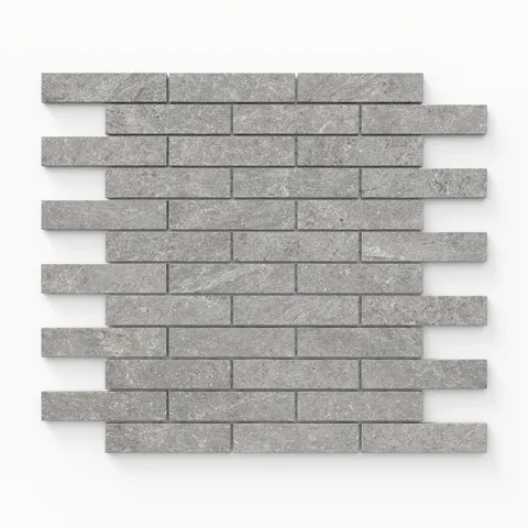 Dawson 1x4 Matte Porcelain Mosaic Tile in Ash, featuring a subtle textured finish in a sleek ash gray shade.