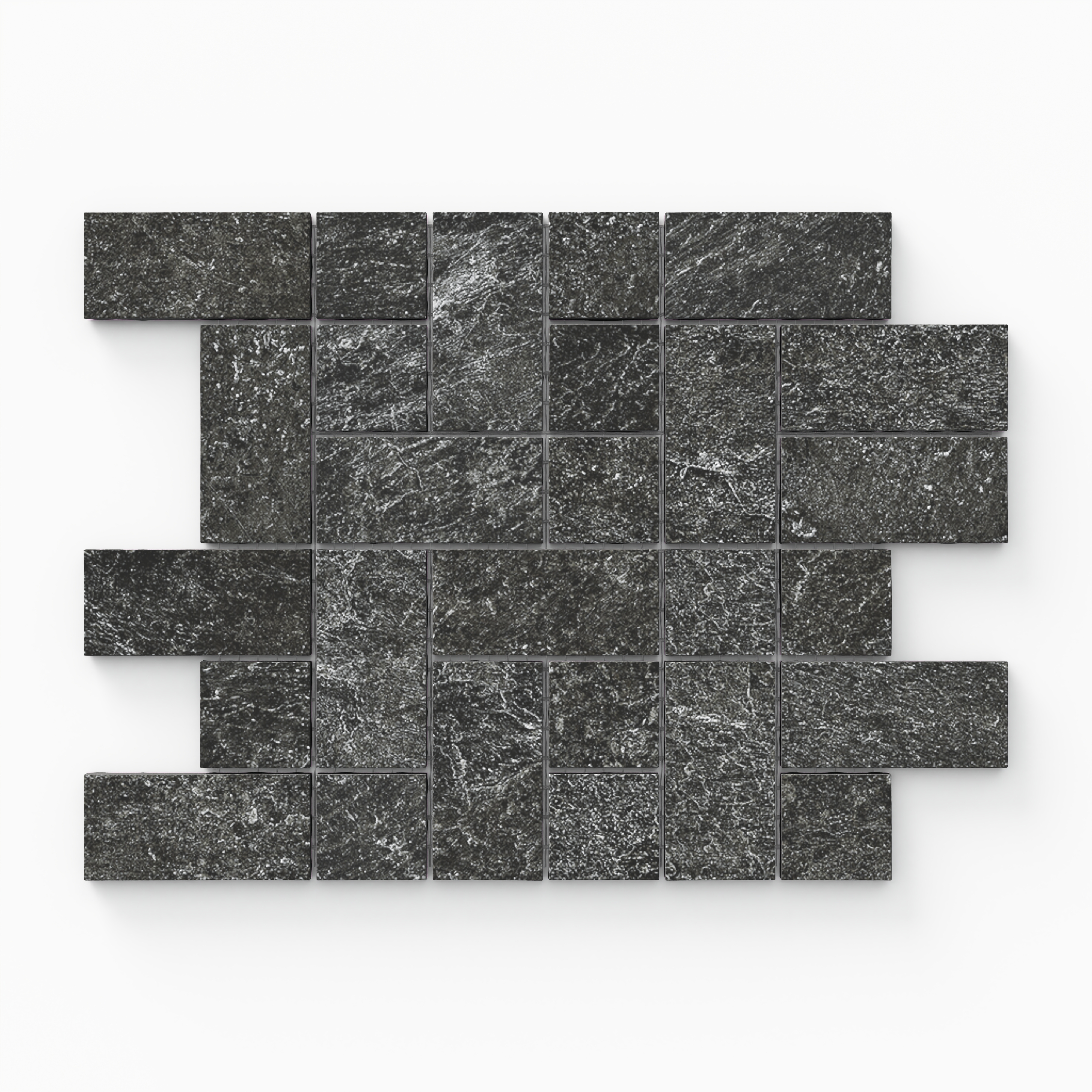 【廃番】 #2 Burleigh Black Calico プレート25cm Dawson 8.7 x 12 Matte Porcelain Tetris Mosaic Tile in Charcoal