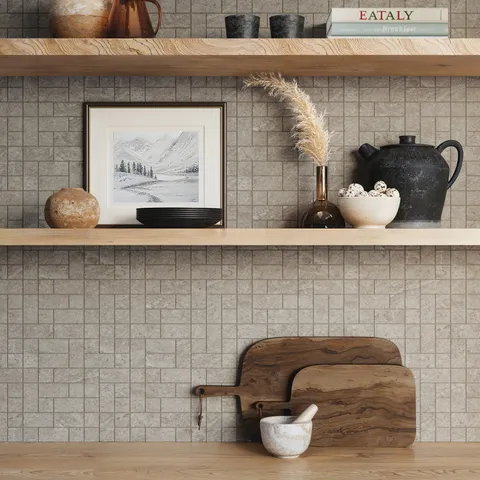 Dawson 8.7 x 12 Matte Porcelain Tetris Mosaic Tile in Pewter