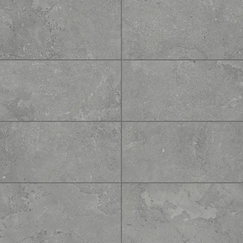 Contemporary 12x24 matte porcelain tile in a dark grey tone with cross-cut patterns, delivering a sleek, natural stone-inspired finish for modern interiors.