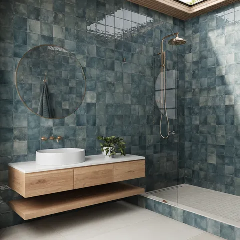 Lilah 6 x 6 Glossy Ceramic Tile in Marine