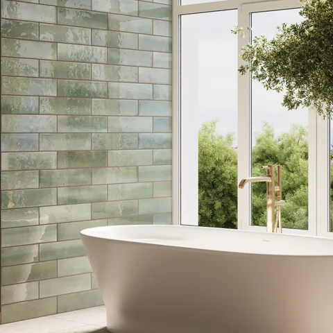 Olivia 4 x 16 Glossy Ceramic Tile in Moss