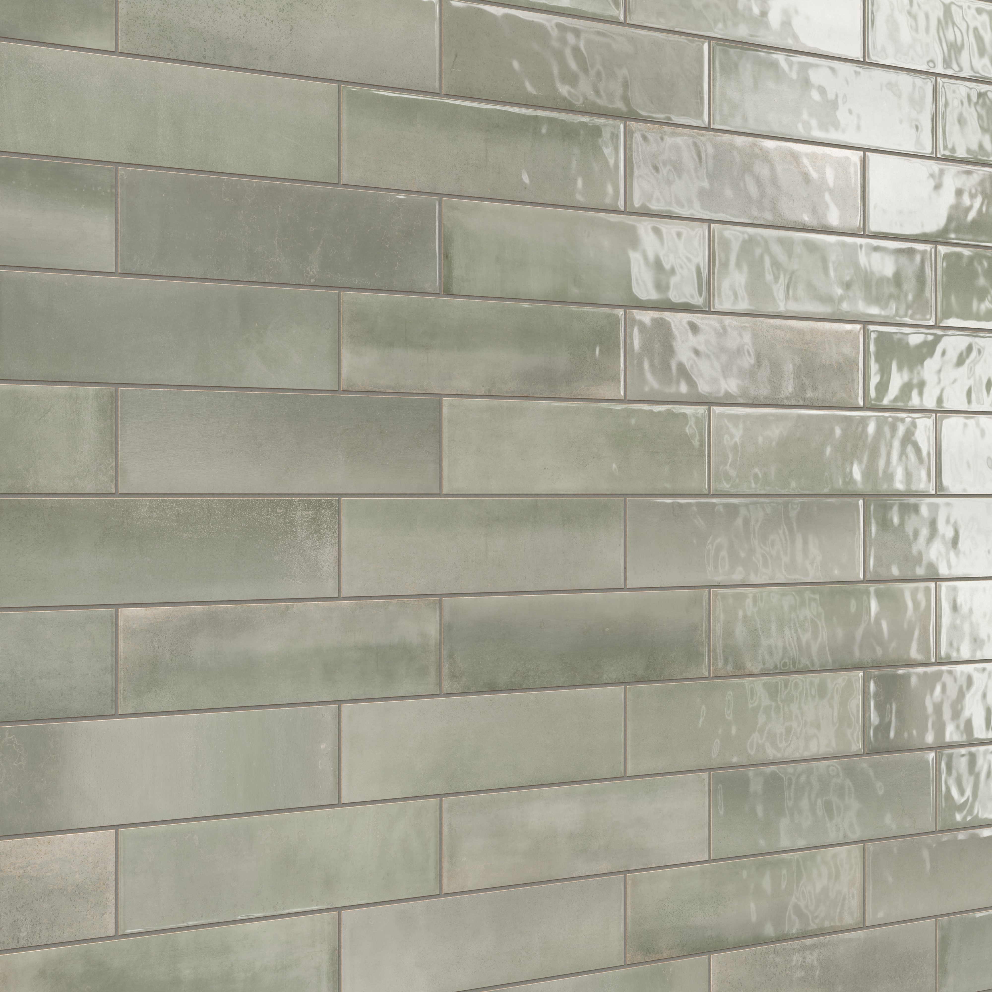 Olivia 4 x 16 Glossy Ceramic Tile in Sage | Edward Martin
