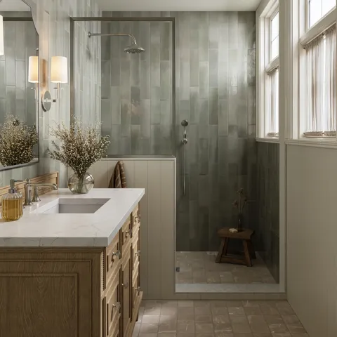 Olivia 4 x 16 Glossy Ceramic Tile in Sage