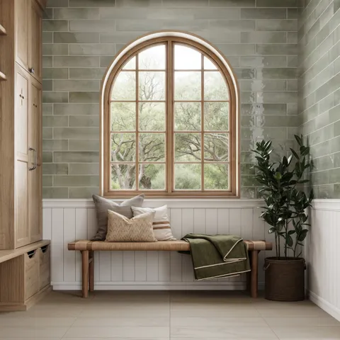 Olivia 4 x 16 Glossy Ceramic Tile in Sage