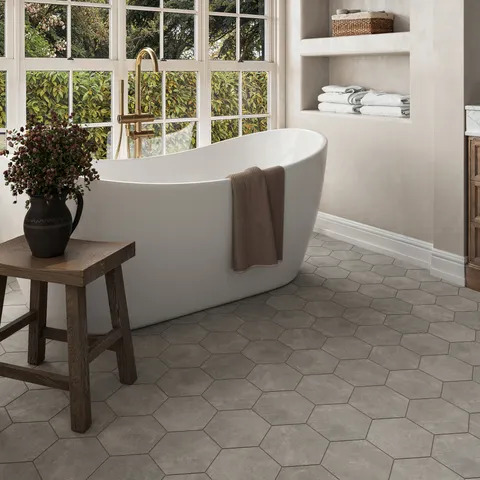 Adrian 7 x 8.25 Matte Porcelain Tile in Cimiento