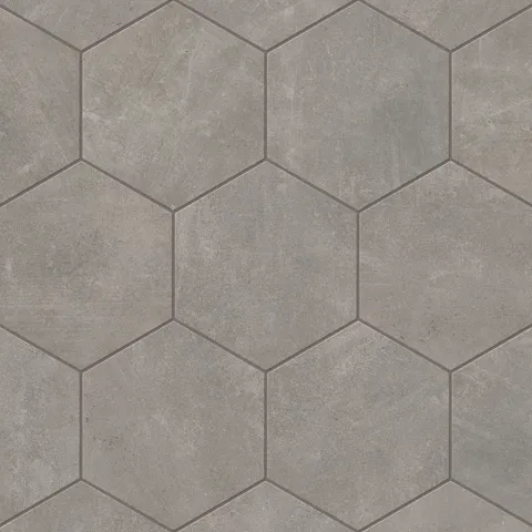 Dark grey hexagon tile in a matte finish, offering an industrial yet refined look for modern interiors
