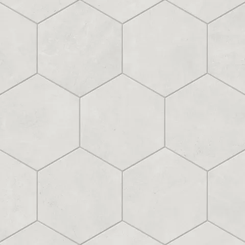 Light grey hexagon tile in a matte finish, delivering a crisp and modern touch ideal for contemporary spaces