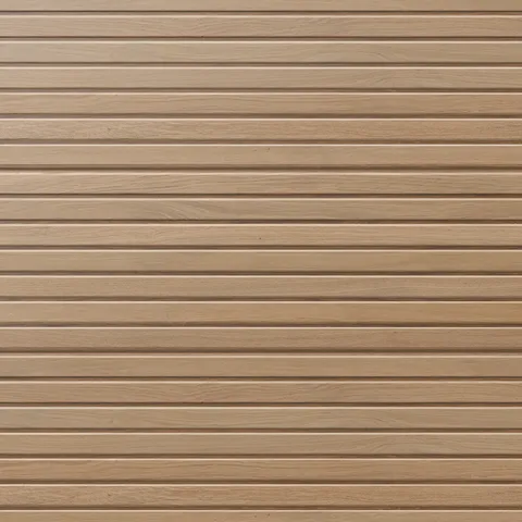 Zayne 12x36 matte ceramic tile in Slat features ribbed wood-inspired texture with natural brown tones, delivering linear elegance for a sleek, modern aesthetic.