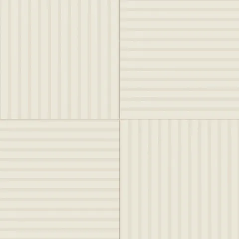 24x24 beige tiles with alternating horizontal and vertical striped patterns in a matte finish, creating a refined and contemporary design aesthetic.