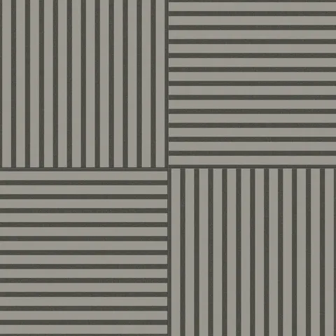 24x24 dark grey tiles with alternating horizontal and vertical striped patterns in a matte finish, creating a dynamic and modern checkerboard look.