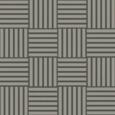 With their matte finish and bold combination of horizontal and vertical stripes, these 12x12 dark grey tiles make a powerful statement, offering a dynamic striped pattern.
