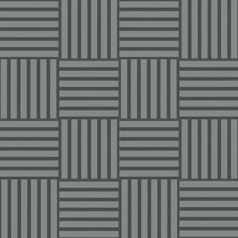 Featuring a matte finish, these 12x12 blue tiles showcase a dynamic mix of horizontal and vertical striped pattern, coming together to form a sleek, modern checkerboard pattern.