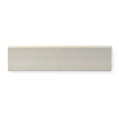 3x12 beige bullnose tile with a subtle linen texture and matte finish, ideal for polished edges in contemporary spaces.