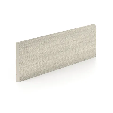 Riley 3 x 12 Matte Porcelain Bullnose Tile in Linen Pattern Oyster
