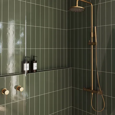 Teagan 3 x 12 Glossy Ceramic Tile in Moss
