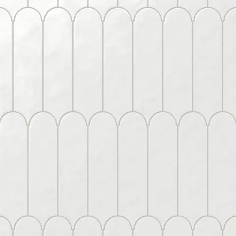 With a subtle sheen, the 3x12 glossy white fishscale tiles exude a refined, timeless charm, making them perfect for bright, elegant interior designs that stand the test of time.