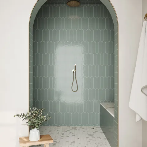 Sarina 3 x 12 Glossy Ceramic Fishscale Tile in Seafoam
