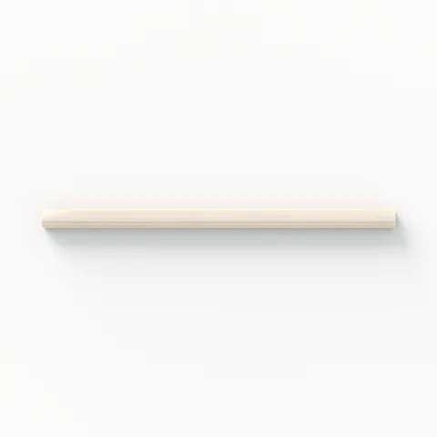 Elegant cream pencil liner tile with a glossy finish, offering a sleek and refined accent for walls or backsplashes