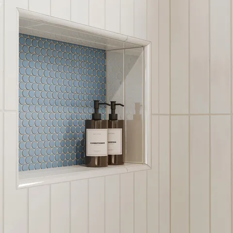 Jaden 0.75 x 16 Glossy Ceramic Bullnose Tile in Eggshell