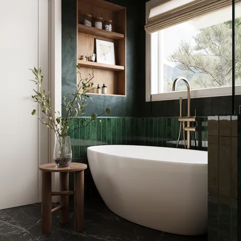 Jaden 0.75 x 16 Glossy Ceramic Bullnose Tile in Hunter