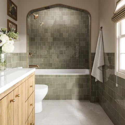 Mikayla 5 x 5 Glossy Ceramic Tile in Olive