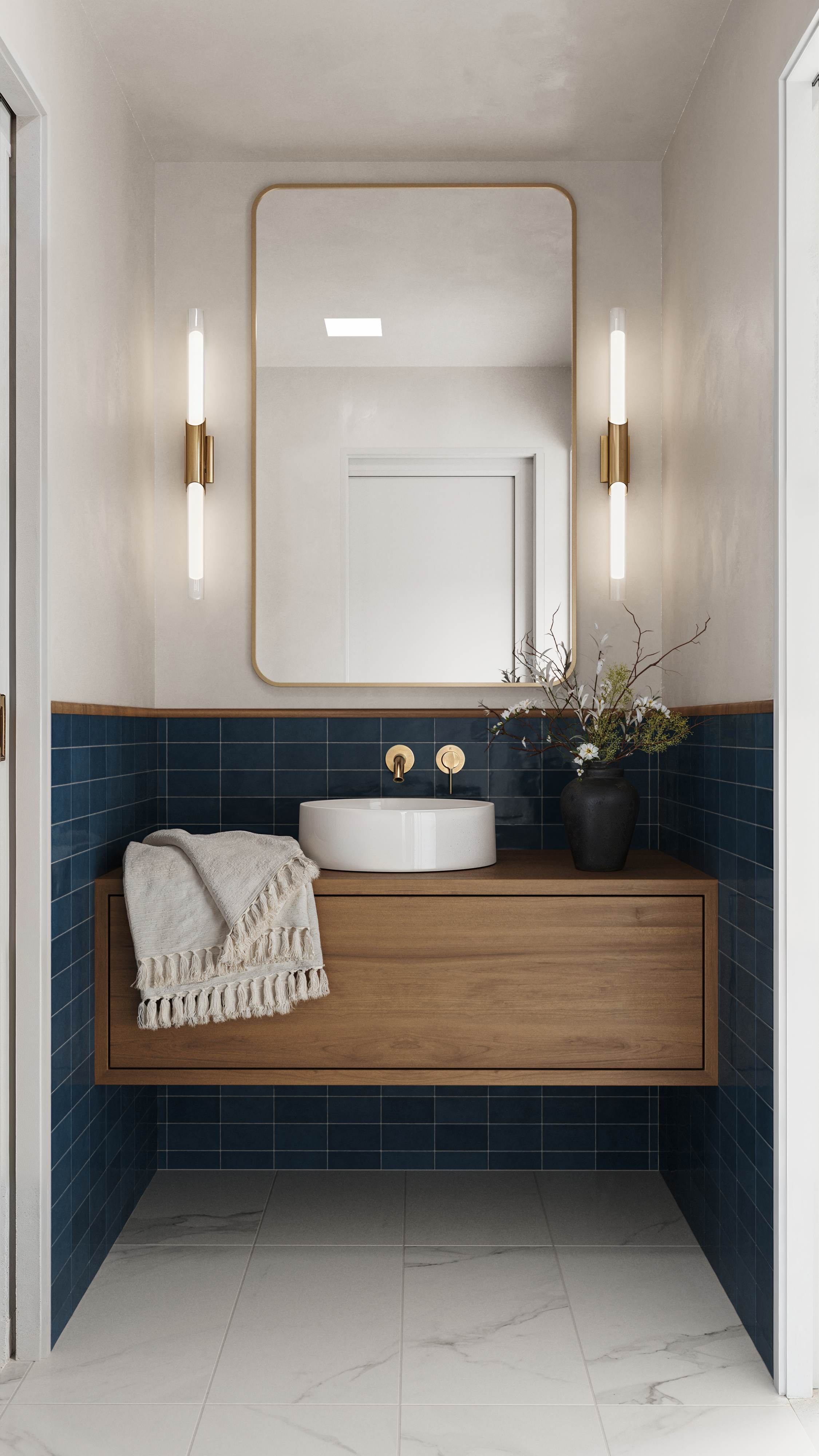 Mikayla 2.5 x 5 Glossy Ceramic Tile in Cerulean | Edward Martin