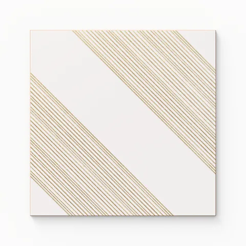 Estelle 12 x 12 Satin Ceramic Tile in Deco 1 White Gold