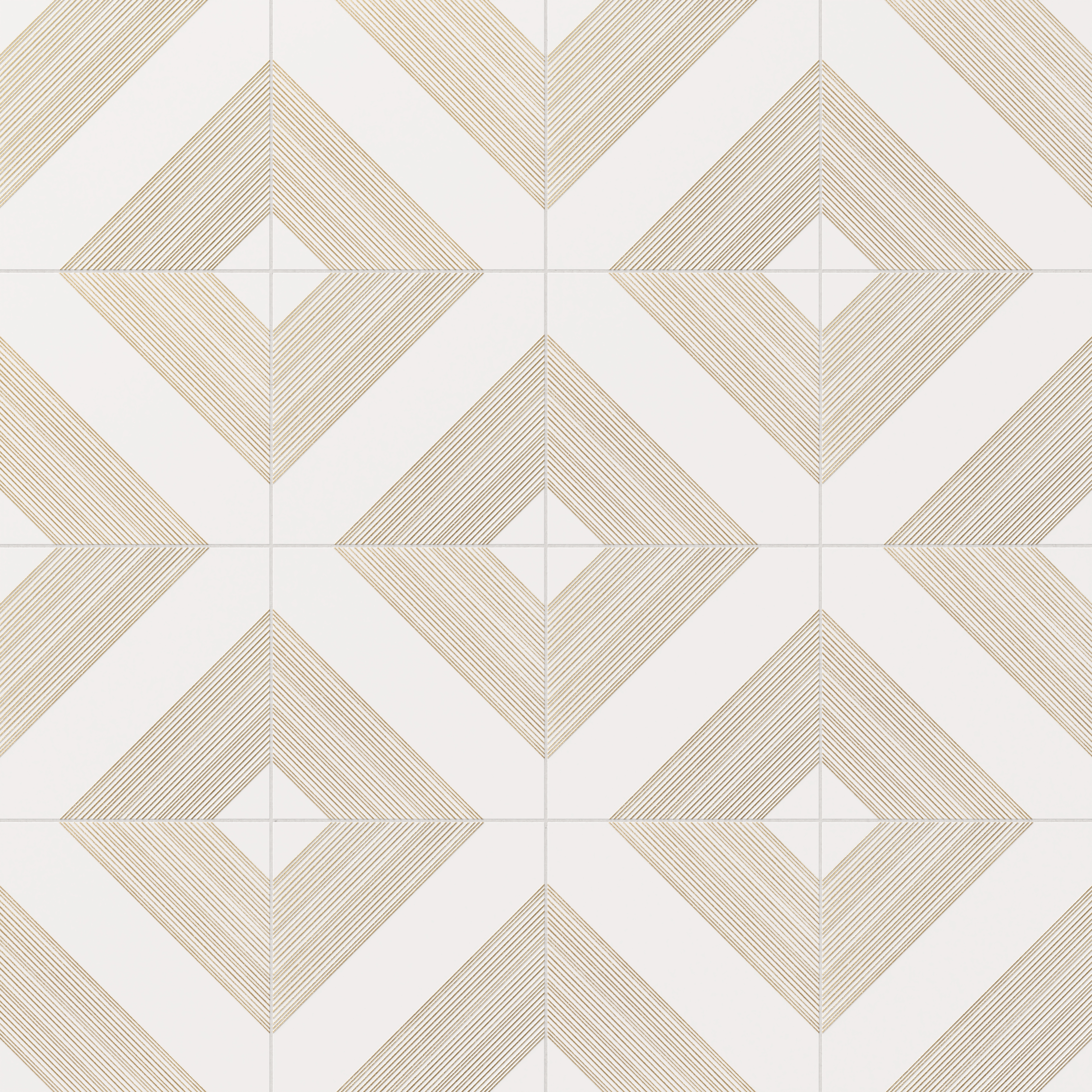 Estelle 12 x 12 Satin Ceramic Tile in Deco 1 White Gold | Edward