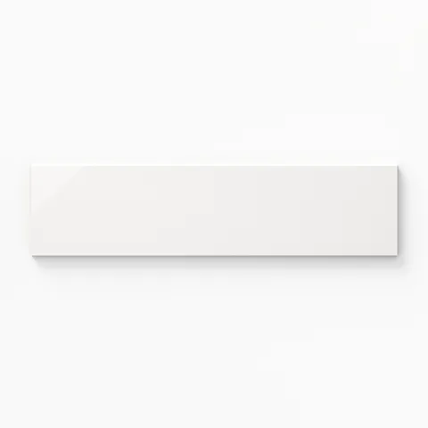 Kinsley 4x16 glossy bullnose tile in cloud, featuring a polished finish and clean edge for modern elegance.