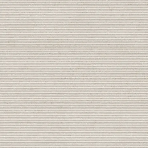 Beige 12x36-inch textured porcelain tile with fine horizontal grooves, evoking a natural limestone-inspired design for versatile spaces