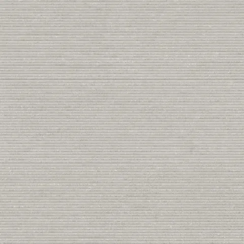 Sophisticated 12x36-inch stone textured porcelain tile in a light gray shade with subtle linear grooves, ideal for modern minimalist spaces