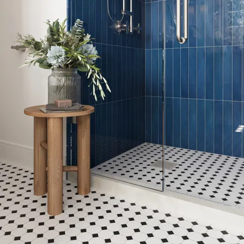 Quinn 12 x 12 Matte Porcelain Octagon Mosaic Tile in Black & White Mix