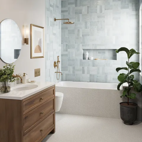 Ollie 12 x 12 Matte Porcelain Penny Round Mosaic Tile in White