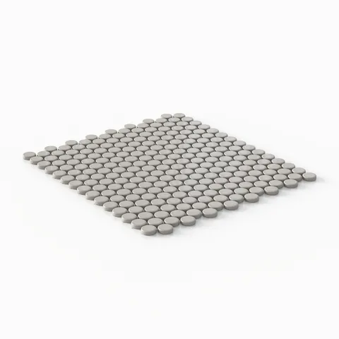 Ollie 12 x 12 Glossy Porcelain Penny Round Mosaic Tile in Grey