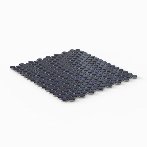 Ollie 12 x 12 Glossy Porcelain Penny Round Mosaic Tile in Blue