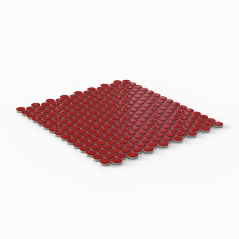 Ollie 12 x 12 Glossy Porcelain Penny Round Mosaic Tile in Red