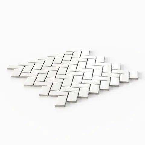 Mabel 12 x 12 Glossy Porcelain Diamond Herring Mosaic Tile in White