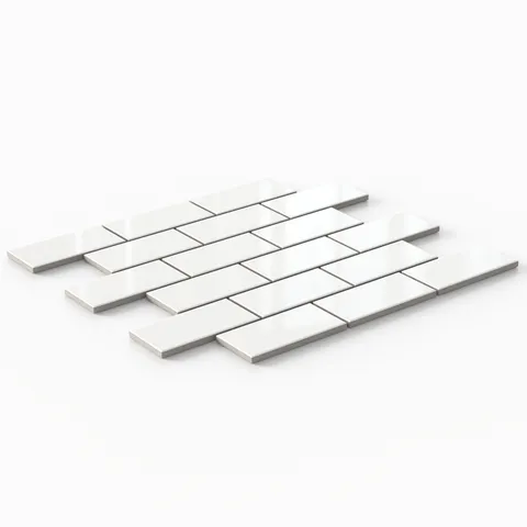 Mabel 12 x 12 Glossy Porcelain Brick Mosaic Tile in White