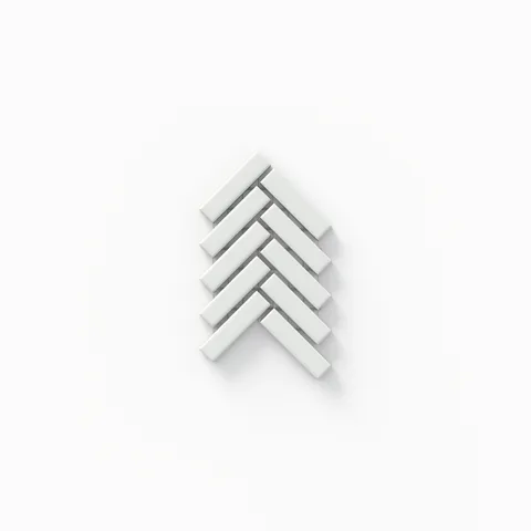 Maggie 6 x 3 Glossy Herringbone Mosaic in White Sample