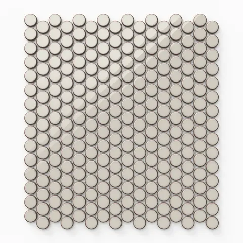 Ariel 12 x 12 Glossy Porcelain Penny Round Mosaic Tile in Shell