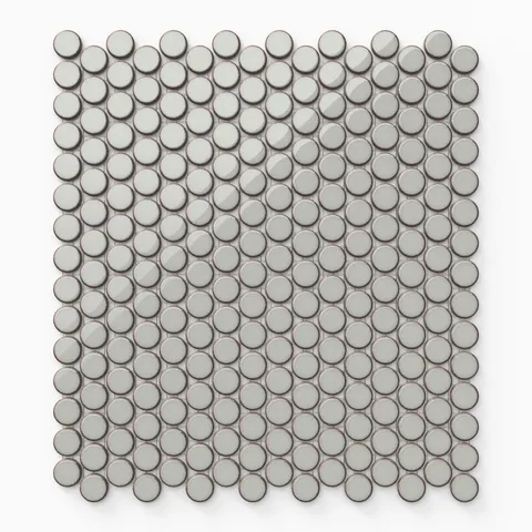 Ariel 12 x 12 Glossy Porcelain Penny Round Mosaic Tile in Sage
