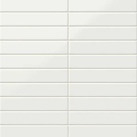 Glossy white subway tiles in a soft cloud shade, creating a clean and timeless layout perfect for modern or classic interiors.