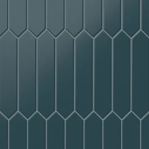 Matte blue picket tiles in a sleek 2x10-inch design, offering a vibrant geometric pattern for bold, contemporary interiors.