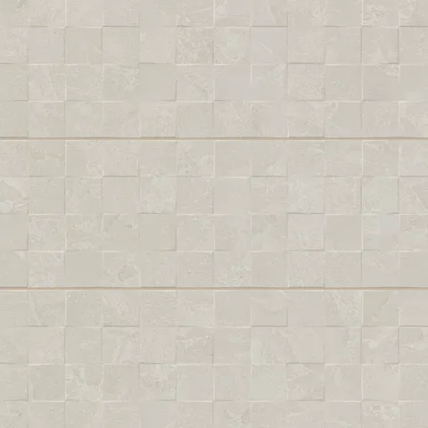 Annalise Sand 12x36 Deco Matte Tile showcasing a warm beige tone with a textured geometric design, ideal for creating an inviting space.