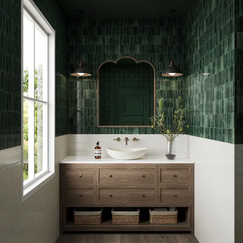 Miley 4.5 x 9.1 Glossy Porcelain Tile in Grass