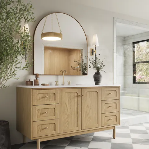 Leona 12 x 12 Checkerboard Matte Porcelain Tile in Calacatta and Amani Grey