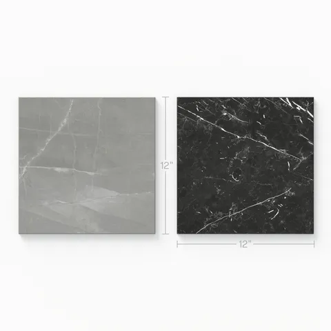 Leona 12 x 12 Checkerboard Polished Porcelain Tile in Amani Grey and Nero Marquina